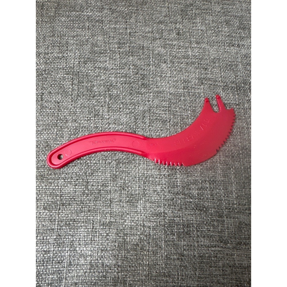 Vtg Tupperware Sli-San-All Serrated All Purpose Knife Red Plastic Easy Slicer